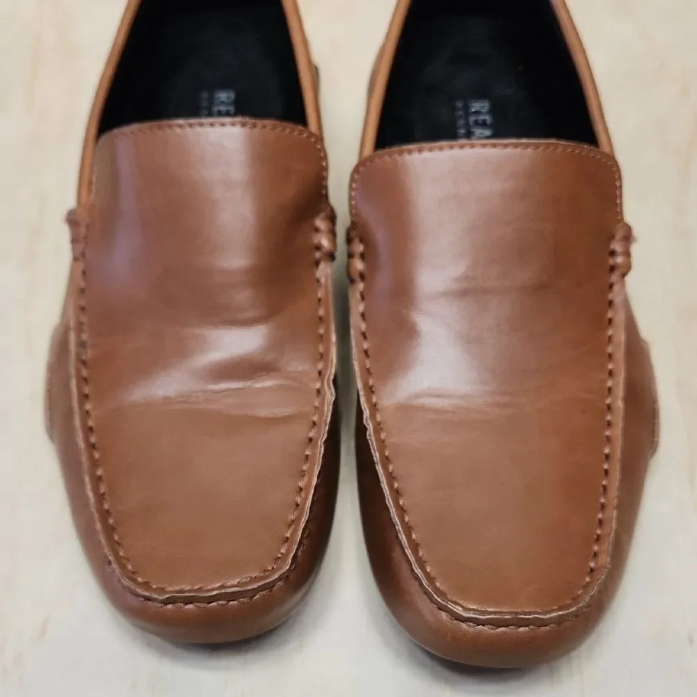 Kenneth Cole Reaction Brown Loafers Faux Leather Men 8.5 M Driving Shoe Slip On
